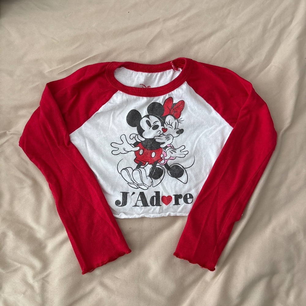 Target x Disney Minnie Mickey Cropped Long Sleeve Tee Size XS